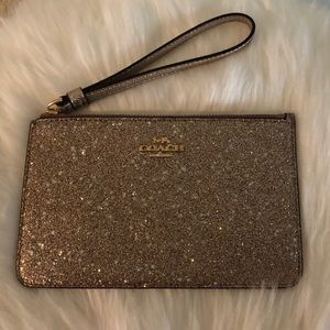 New Gold Glitter Coach Wristlet